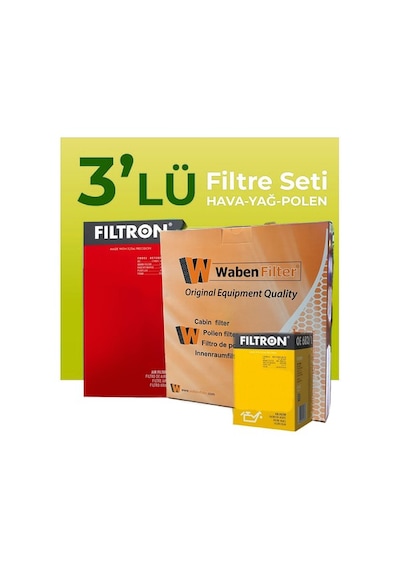 Filtron Mercedes A 200 Benzin Filtre Bakım Seti 2018-2022 3 Lü
