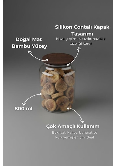Bambum Nero Zone - Cam Saklama Kabı 800ml Şeffaf