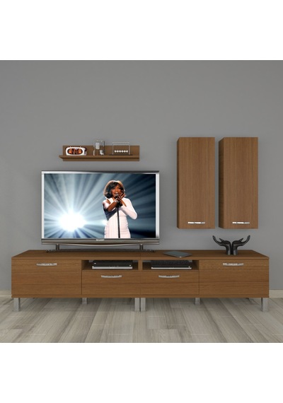 Decoraktiv Eko 5220d Slm Krom Ayaklı Tv Ünitesi Tv Sehpası Ceviz