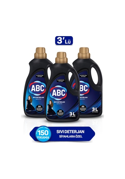 ABC Siyahlara Özel Sıvı Çamaşır Deterjanı 50 Yıkama 3 x 3 L