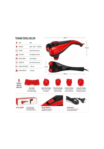 Powermaster Pm-24616 İki Kademeli Çift Başlıklı El Tipi Masaj Aleti
