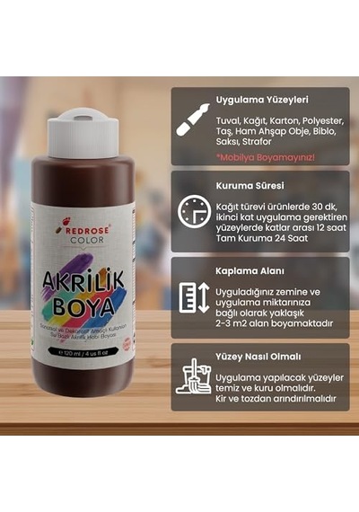 Kahverengi Akrilik Boya 120 Ml