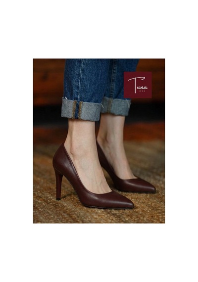 Tuna Hakiki Deri Bordo Stiletto Kadın Ayakkabı - Rgn80123 Bordo