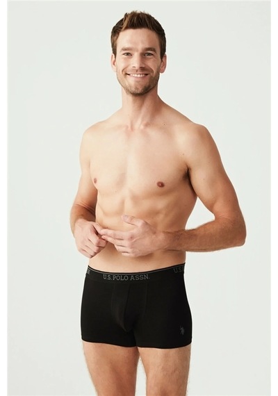 U.S. Polo Assn. U.s. Polo Assn 80097 Erkek Boxer 3'lü Paket Siyahantrasitlacivert