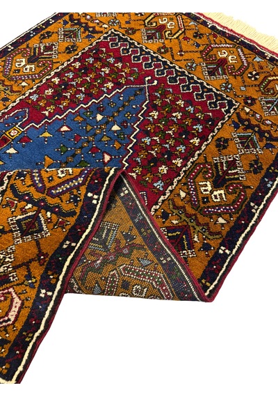 El Dokuma Sıfır Büyük Yahyalı Namazlık 84x160 Kök Boya %100 Yün Seccade Lacivert