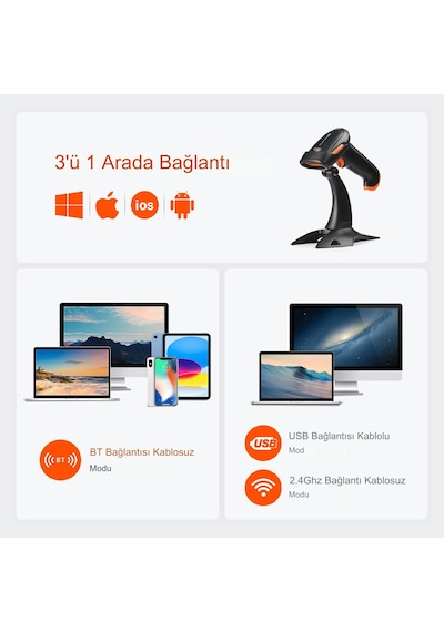 Tera Pro Kablosuz 1d 2d Qr Kablosuz Barkod Okuyucu Hw0002