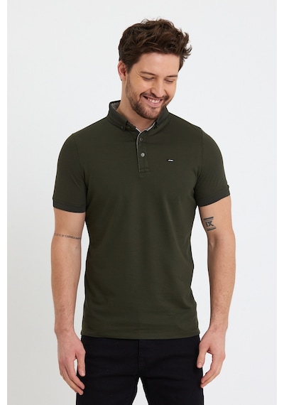Jeus Erkek Pike Lacoste Kumaş Yakalı Haki Tshirt