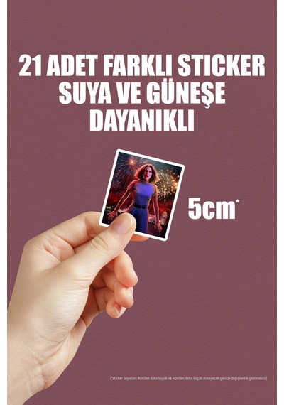 Stranger Things No 2 Dizi Telefon Laptop Bullet Journal Yapışkanlı Folyo Sticker Paketi 21 Adet Çok Renkli