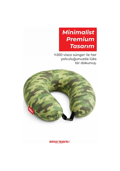 Viscofoam Colorful Ortopedik Seyahat Yastığı Visco Boyun Destekli Seyahat Yastığı - Kamuflaj | Ergo Travel