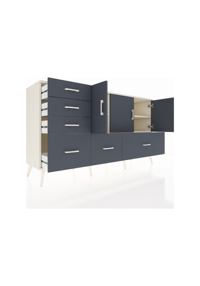 Kronos Konsol 4 Raflı 6 Çekmeceli 3 Kapaklı 176x59x99 Aytaşı-antr Aytaşı-antrasit