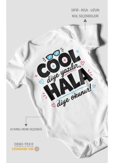 Morivokids Cool Diye Yazılır Hala Diye Okunur Kısa Kollu Bebek Body %100 Pamuk Zbn152-kk Beyaz