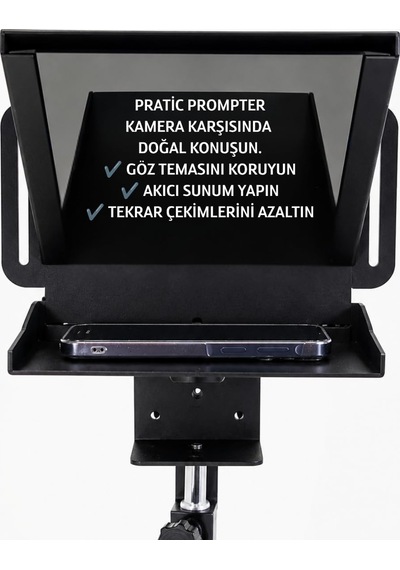 Pratic Teleprompter Tam Set Telefon Ve Kamera İçin Prompter, Bluetooth Kumanda Ve Telefon Tutucu