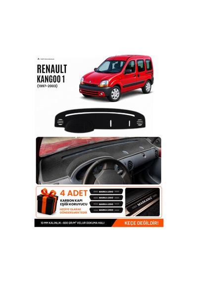 Renault Kangoo 1 1997-2003 Uyumlu Torpido Örtüsü, Torpido Kılıfı - Siyah Gri