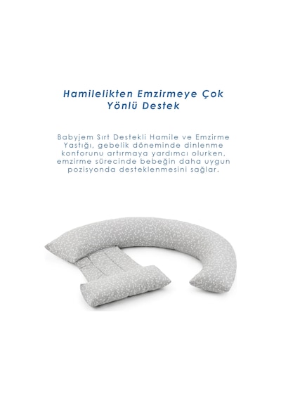 Babyjem Sırt Destekli Hamile Ve Emzirme Yastığı Gri Çiçek