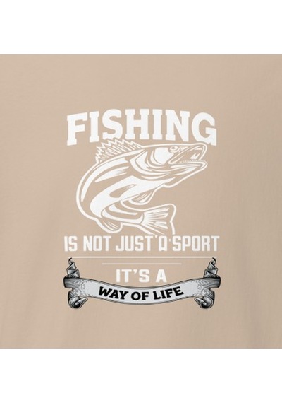 Wildstyle Fishing Is A Way Of Life Balıkçılık Yaşam Tarzı Baskılı Unisex Bisiklet Yaka Pamuklu Tişört - Camel