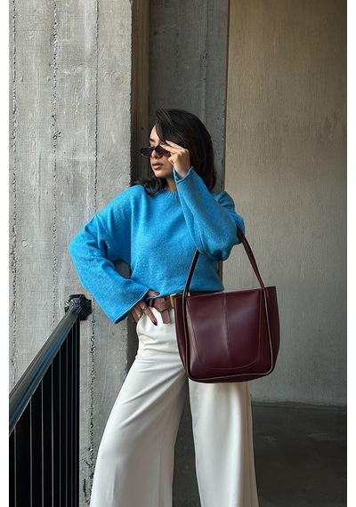 Shule Bags Moscow Çift Askılı Omuz Çantası Bordo Bordo