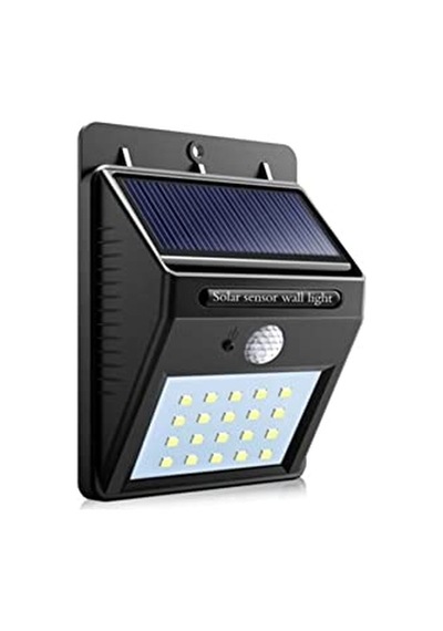 20 Led'li Sensörlü Solar Bahçe Balkon Duvar Lambası 10 Parça Siyah