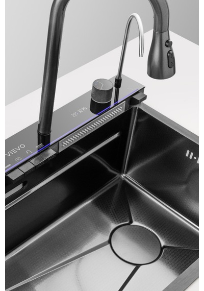 Vievo Icon 75 Cm Akıllı Çelik Eviye Seti, Led Dijital Sıcaklık Göstergeli, Bal Peteği Kaplamalı, Çift Küvetli