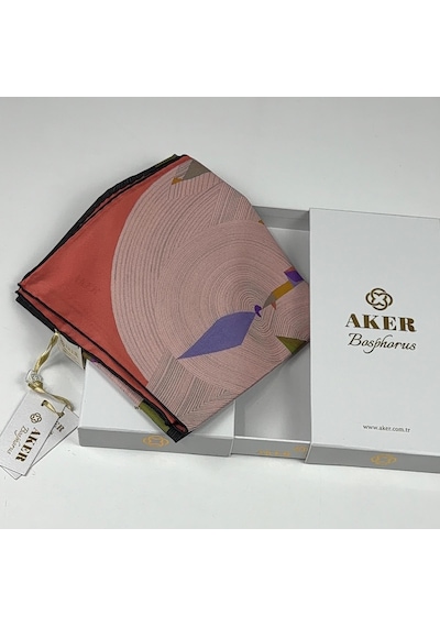 Aker Bosphorus Çift Taraflı İpek Twill Eşarp 89147112 Nar Kırmızısı