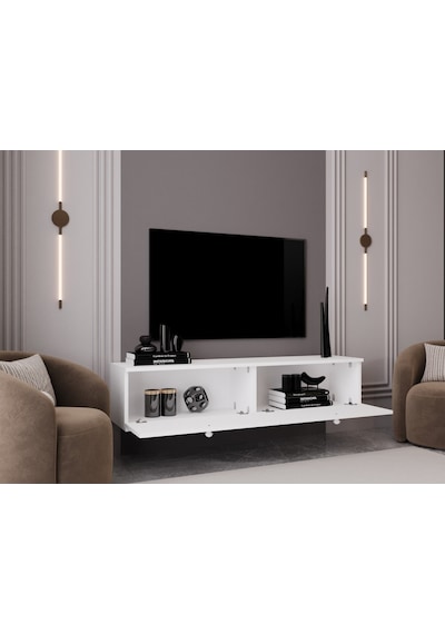 Melura Tv Ünitesi - Tv Sehpası 140 Cm Duvara Monte %100 Mdf Beyaz