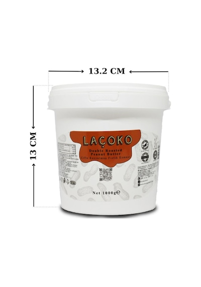 Laçoko Kova Şekersiz Katkısız Glutensiz Vegan Doğal Çifte Kavrulmuş Yer Fıstığı Ezmesi 1 KG