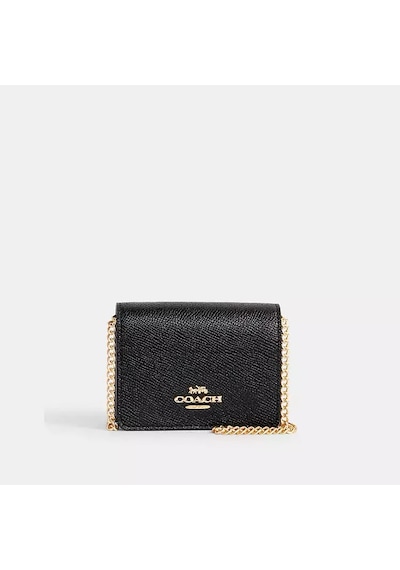 Coach Mini Wallet On A Chain Zincir Askılı Kadın Çanta Siyah
