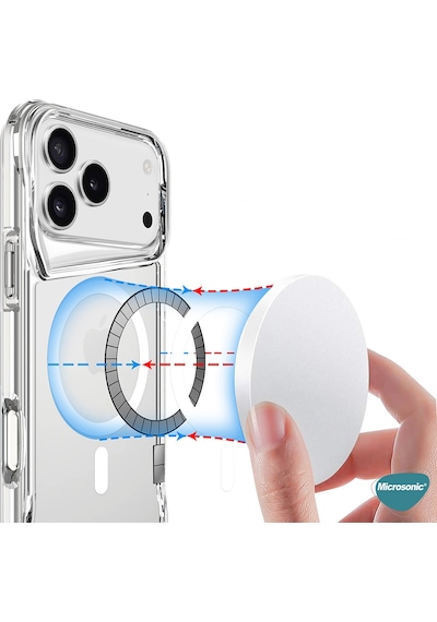 Microsonic Apple iPhone Uyumlu 17 Pro Kılıf Magsafe Trex Bumper Şeffaf -