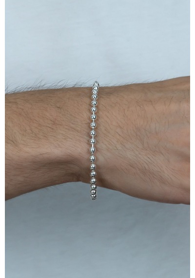 Gümüş Top Erkek Bileklik Zincir 20Cm 9Gr 4Mm Msn19B