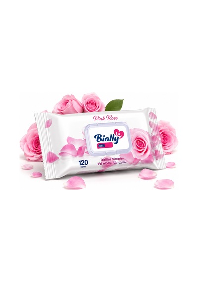 Biolly Pink Rose Islak Mendil 120 Yaprak - Koli 12 Adet 12'li Set