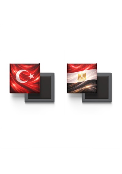 9x9 Cm Buzdolap Magnetleri - Mısır Bayrağı Ve Türk Bayrağı - 2'li Set Magneti