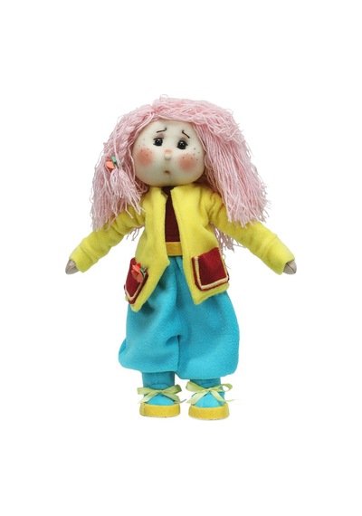 E38 El İşçiliği Pembe Saçlı Kız Dekor Bebek 32 Cm - 6235