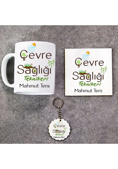 Çevre Sağlığı Teknikeri Hediye Seti Kupa Bardak+Altlık+Anahtarlık
