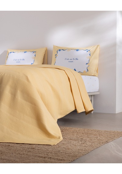 Mathilda King Size %100 Pamuk Karde Düz Pike Takım - Sarı 8684427309414 Çok Renkli