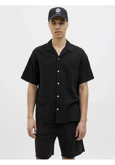 Jack & Jones Jack Jones Erkek Pamuklu Kısa Kollu Gömlek 12274798 Siyah Jack & Jones Jack Jones Erkek Pamuklu Kısa Kollu Gömlek 12274798 Siyah