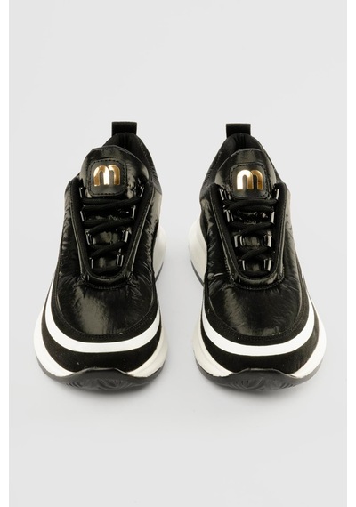 Mubiano Kadın Anorak Sneaker Süet Detaylı Kalın Tabanlı Bağcıklı Mito Siyah Siyah