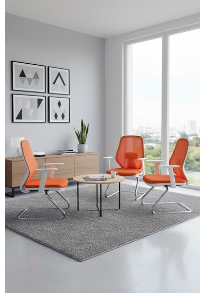 Ofisbazaar Dali Beyaz Fileli Misafir Koltuğu Ergonomik Toplantı Ve Bekleme Koltuğu Turuncu Turuncu Ofisbazaar Dali Beyaz Fileli Misafir Koltuğu Ergonomik Toplantı Ve Bekleme Koltuğu Turuncu Turuncu