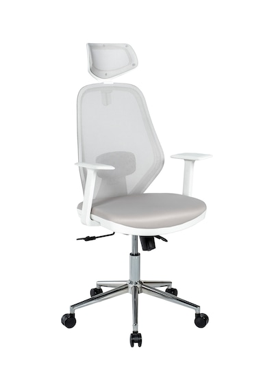 Ofisbazaar Dali Beyaz Fileli Yönetici Koltuğu Ergonomik Başlıklı Ofis Koltuğu Gri Gri