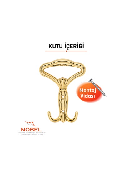 Klasi K Portmanto Askısı, Metal Vestiyer Askısı, Altin, Duvar Ve Dolap Askılığı 5'li Set Vidalı Altın