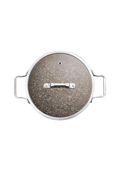 Brioni Stone Age Çizilmez Yanmaz Yapışmaz Terra 22 Cm Sahan Kapaklı Kahverengi