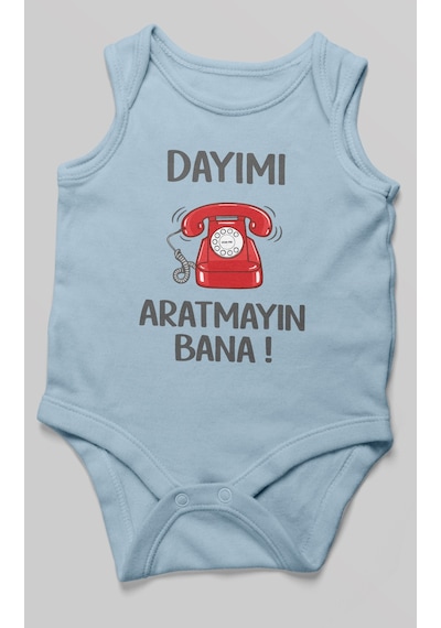 Morivokids Dayımı Aratmayın Bana Sıfır Kollu Bebek Zıbını %100 Pamuk Bebe Mavisi