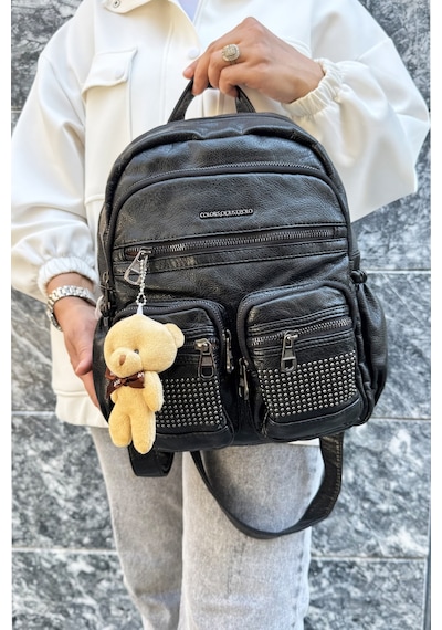 Just Polo Kadın Siyah Orijinal İthal Çok Gözlü Su Geçirmez Ultra Hafif Sırt Çantası Shopper