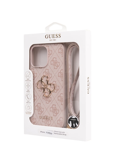 Apple Uyumlu iPhone 14 Pro Max Kılıf Guess Lisanslı 4g Büyük Metal Logolu Askılı Kapak Pembe