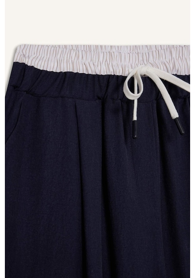 Defacto Baggy Fit Çift Cepli Normal Bel Standart Boy Tensel Pantolon F9743ax25hsnv200 Lacivert