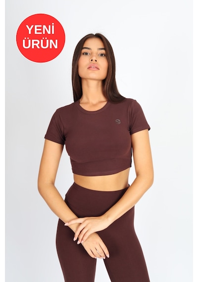 Kadın Organik Kumaş Bisiklet Yaka Vücuda Oturan Slim Fit Atlet Bluz Kahverengi Kadın Organik Kumaş Bisiklet Yaka Vücuda Oturan Slim Fit Atlet Bluz Kahverengi
