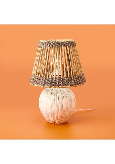 Light Dorian Eskitme Seramik Abajur - Krem - 40x40x25 Cm Çok Renkli