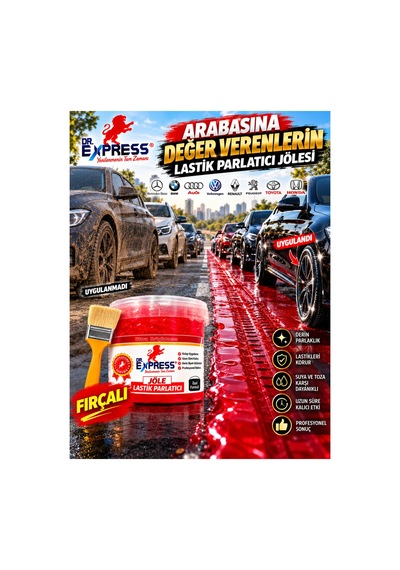 Premium Lastik Parlatıcı Jöle 500 Ml Parlak Görünüm Uzun Süre Etkili Yeniler Reçel Parlatıcı Fırçalı - 661948270