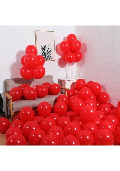 25 Pcs Shıny Metallıc Red Balloon 25 Adet Parlak Metalik Kırmızı Balon Parlak Kırmızı Balon Renkli