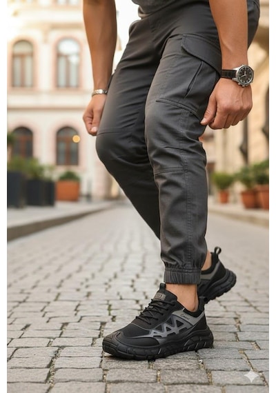 Pepita E097 Rahat Özel Tasarım Günlük Sneaker Erkek Spor Ayakkabı Siyah