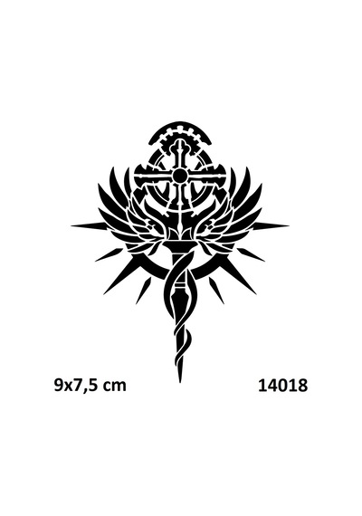 Airbrush Tattoo Haçlı Kanat Yapışkanlı Stencil Süsleme Ve Boyama Kalıbı