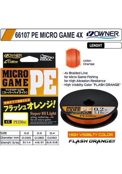 Cultiva 66107 Micro Game Pe 4x 150mt Orange İp Misina 0.02mm